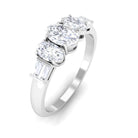 Moissanite 3 Stone Anniversary Band Ring Moissanite - ( D-VS1 ) - Color and Clarity - Rosec Jewels