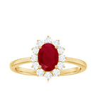 Princess Diana Inspired Ruby and Diamond Engagement Ring Ruby - ( AAA ) - Quality - Rosec Jewels