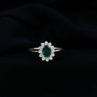 Princess Diana Inspired Created Emerald Engagement Ring with Diamond Lab Created Emerald - ( AAAA ) - Quality - Rosec Jewels