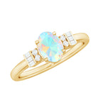 1 CT Oval Cut Ethiopian Opal and Diamond Classic Ring Ethiopian Opal - ( AAA ) - Quality - Rosec Jewels