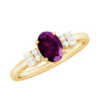 1.25 CT Oval Rhodolite Classic Engagement Ring with Diamond Accent Rhodolite - ( AAA ) - Quality - Rosec Jewels