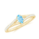 Oval Cut Aquamarine Solitaire Simple Ring with Diamond Aquamarine - ( AAA ) - Quality - Rosec Jewels