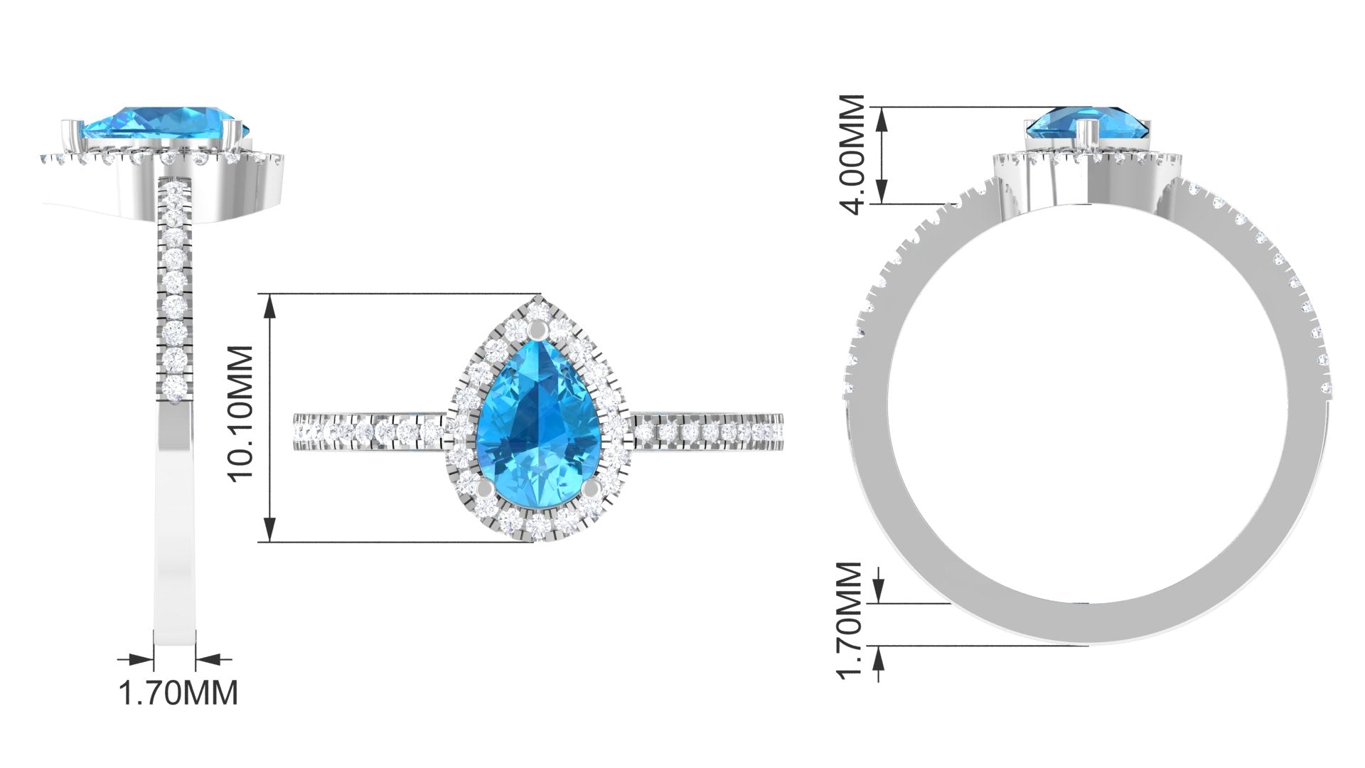 Minimal Swiss Blue Topaz Engagement Ring with Diamond Accent Swiss Blue Topaz - ( AAA ) - Quality - Rosec Jewels