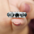 1.5 CT Natural Black Onyx and Diamond Antique Anniversary Ring Black Onyx - ( AAA ) - Quality - Rosec Jewels