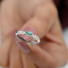 Marquise Cut Real Emerald East West Promise Ring with Diamond Emerald - ( AAA ) - Quality - Rosec Jewels