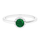 Round Lab Grown Emerald Halo Engagement Ring with Diamond Lab Created Emerald - ( AAAA ) - Quality - Rosec Jewels