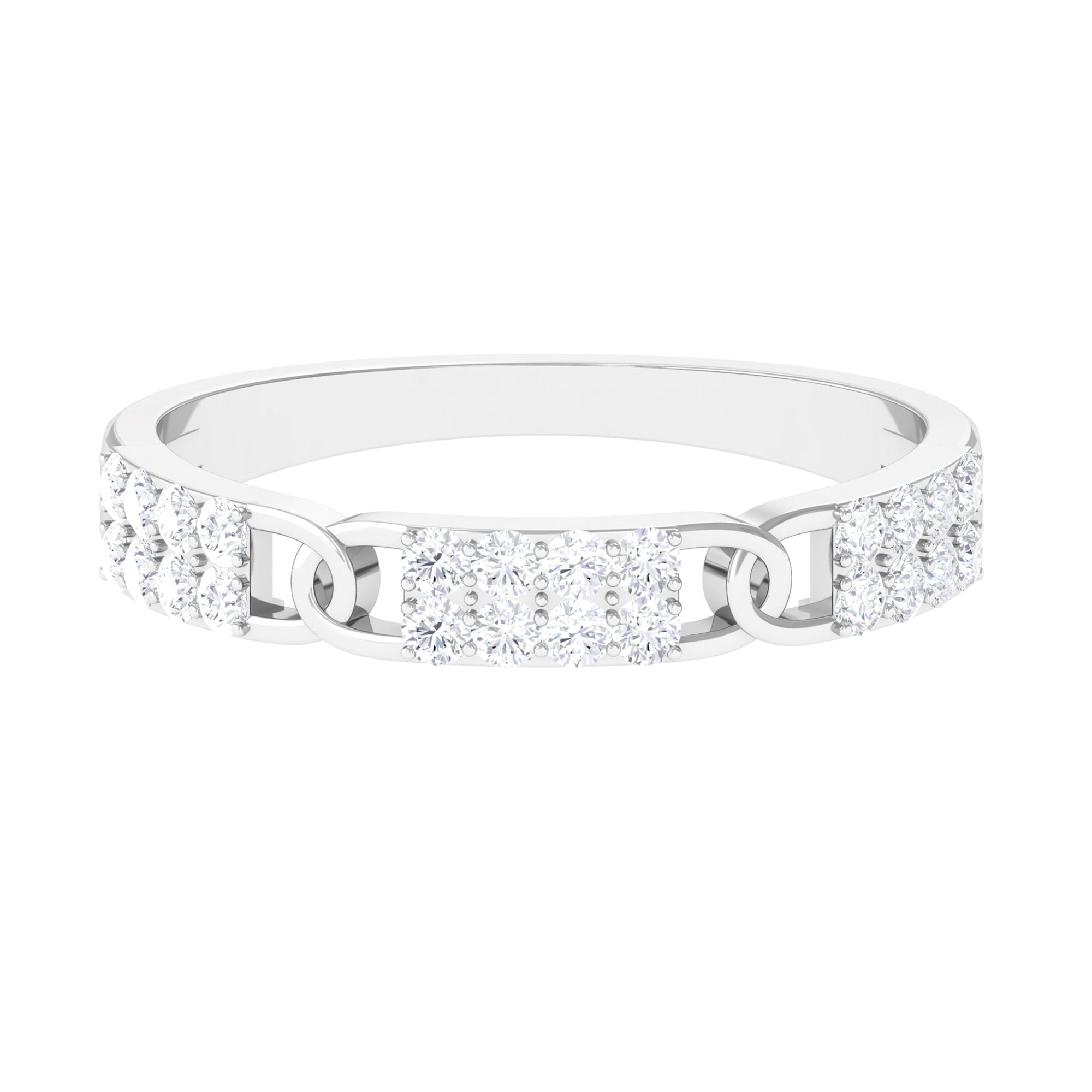 Certified Moissanite Interlock Wedding Band Moissanite - ( D-VS1 ) - Color and Clarity - Rosec Jewels