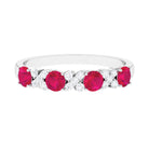 Elegant Ruby and Diamond Semi Eternity Band Ring Ruby - ( AAA ) - Quality - Rosec Jewels