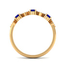 Natural Blue Sapphire and Diamond Half Eternity Band Ring Blue Sapphire - ( AAA ) - Quality - Rosec Jewels