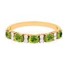 Oval Cut Peridot and Diamond Half Eternity Ring Peridot - ( AAA ) - Quality - Rosec Jewels