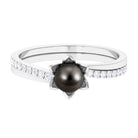 Tahitian Pearl and Diamond Flower Bypass Ring Tahitian pearl - ( AAA ) - Quality - Rosec Jewels