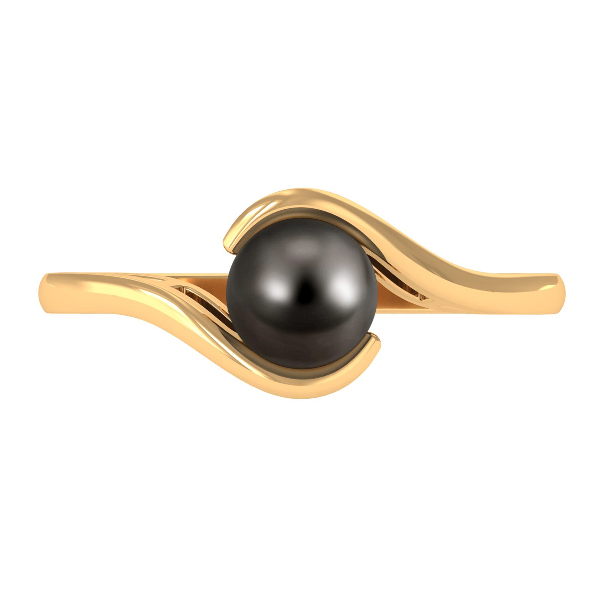 2.50 CT Certified Tahitian Pearl Solitaire Bypass Ring in Gold Tahitian pearl - ( AAA ) - Quality - Rosec Jewels