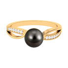 7.25 CT Solitaire Tahitian Pearl Engagement Ring with Diamond Tahitian pearl - ( AAA ) - Quality - Rosec Jewels