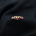 Classic Rhodolite and Moissanite Half Eternity Band Rhodolite - ( AAA ) - Quality - Rosec Jewels