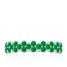 Minimal Emerald Cluster Half Eternity Ring in Prong Setting Emerald - ( AAA ) - Quality - Rosec Jewels