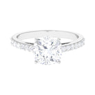 2.50 CT Cushion Cut Moissanite Solitaire Ring with Side Stones Moissanite - ( D-VS1 ) - Color and Clarity - Rosec Jewels