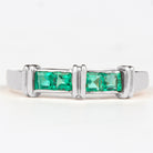 Princess Cut Emerald Band Ring in Channel Setting Emerald - ( AAA ) - Quality - Rosec Jewels