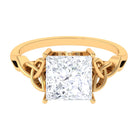 Princess Cut Solitaire Moissanite Celtic Knot Engagement Ring Moissanite - ( D-VS1 ) - Color and Clarity - Rosec Jewels