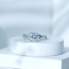 Rosec Jewels-Solitaire Ring with 8 MM Cushion Cut Moissanite in Double Prong Setting with Braided Shank