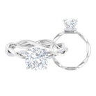 Rosec Jewels-Solitaire Ring with 8 MM Cushion Cut Moissanite in Prong Setting with Hidden Halo and Braided Shank