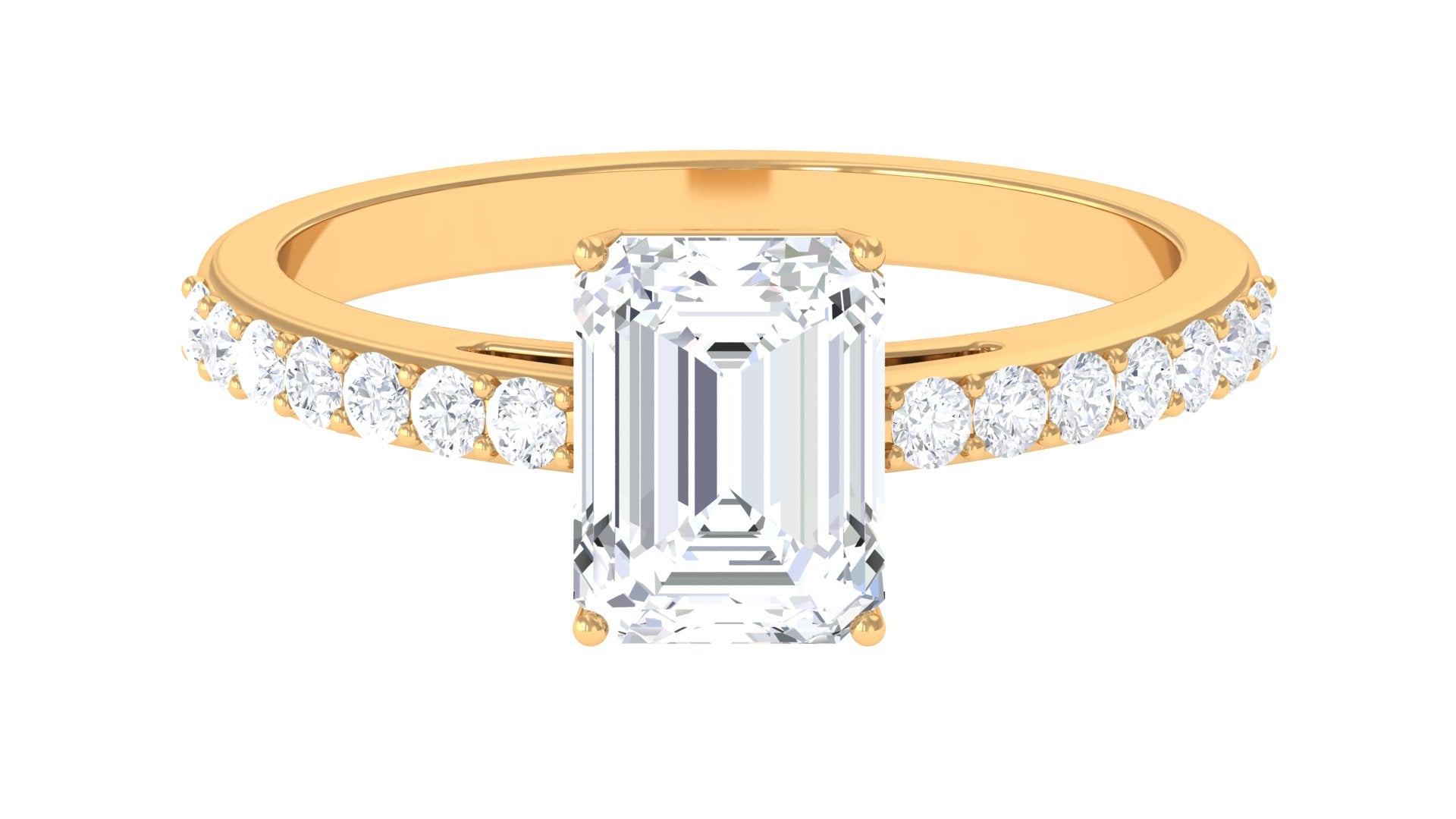 Rosec Jewels-2.25 CT Octagon Cut Moissanite Solitaire Ring in Prong Setting with Surface Side Stones and Hidden Halo