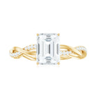 Emerald Cut Moissanite Solitaire Braided Engagement Ring Moissanite - ( D-VS1 ) - Color and Clarity - Rosec Jewels