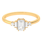 Emerald Cut White Sapphire Minimal Engagement Ring White Sapphire - ( AAA ) - Quality - Rosec Jewels