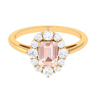 Classic Morganite Halo Engagement Ring with Diamond Morganite - ( AAA ) - Quality - Rosec Jewels