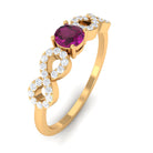 0.50 CT Solitaire Rhodolite Infinity Ring with Diamond Rhodolite - ( AAA ) - Quality - Rosec Jewels