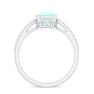 Asscher Ethiopian Opal Solitaire Ring with Diamond Side Stones Ethiopian Opal - ( AAA ) - Quality - Rosec Jewels