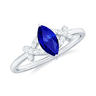 Created Blue Sapphire Minimal Engagement Ring With Diamond Lab Created Blue Sapphire - ( AAAA ) - Quality - Rosec Jewels