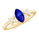 Created Blue Sapphire Minimal Engagement Ring With Diamond Lab Created Blue Sapphire - ( AAAA ) - Quality - Rosec Jewels