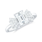 Emerald Cut Moissanite Solitaire Designer Engagement Ring in Gold Moissanite - ( D-VS1 ) - Color and Clarity - Rosec Jewels