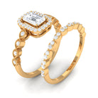 Cubic Zirconia Designer Solitaire Bridal Ring Set with Band Zircon - ( AAAA ) - Quality - Rosec Jewels