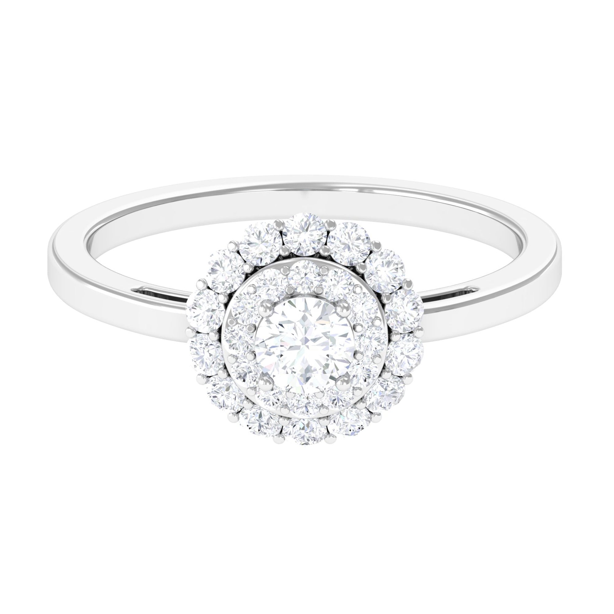 1.25 CT Certified Zircon Vintage Inspired Double Halo Ring Zircon - ( AAAA ) - Quality - Rosec Jewels