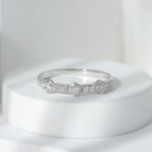 3/4 Carat Round Moissanite Half Eternity Band Ring in Gold Moissanite - ( D-VS1 ) - Color and Clarity - Rosec Jewels