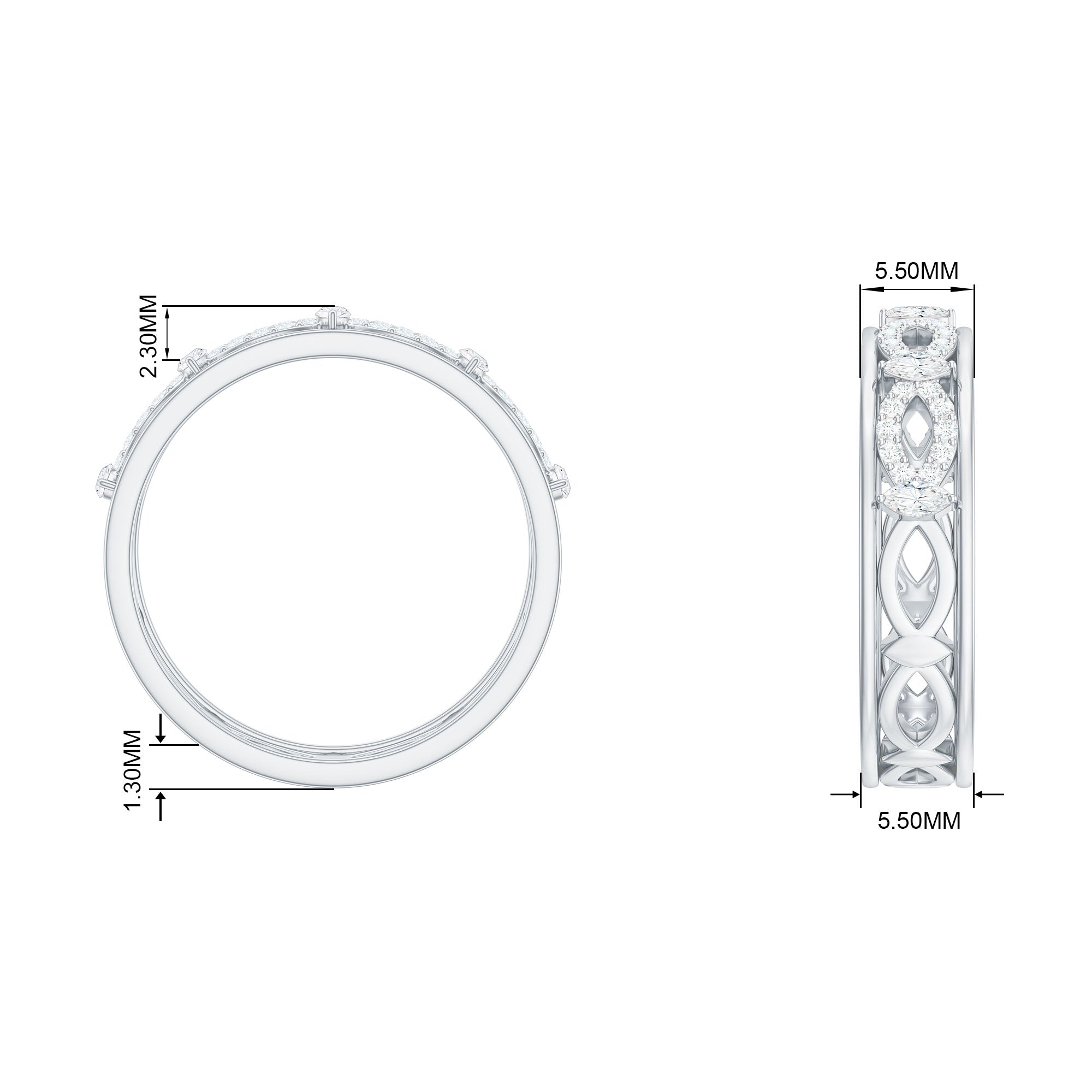 1/2 CT Simulated Diamond Infinity Band Ring in Gold Zircon - ( AAAA ) - Quality - Rosec Jewels