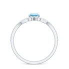 Oval Aquamarine Split Shank Engagement Ring with Diamond Aquamarine - ( AAA ) - Quality - Rosec Jewels