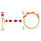 Pear Shaped Lab-Created Ruby and Moissanite Alternate Half Eternity Ring Lab Created Ruby - ( AAAA ) - Quality - Rosec Jewels