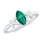 3/4 CT Marquise Cut Created Emerald Solitaire Ring with Diamond Lab Created Emerald - ( AAAA ) - Quality - Rosec Jewels