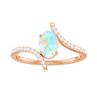 1.25 CT Oval Ethiopian Opal Solitaire Bypass Ring with Diamond Ethiopian Opal - ( AAA ) - Quality - Rosec Jewels