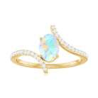 1.25 CT Oval Ethiopian Opal Solitaire Bypass Ring with Diamond Ethiopian Opal - ( AAA ) - Quality - Rosec Jewels