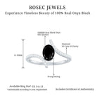 Oval Black Onyx Solitaire Bypass Engagement Ring with Diamond Black Onyx - ( AAA ) - Quality - Rosec Jewels