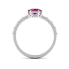 2 CT Asscher Pink Tourmaline Solitaire Engagement Ring with Moissanite Pink Tourmaline - ( AAA ) - Quality - Rosec Jewels