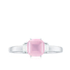 Claw Set Asscher Cut Rose Quartz Solitaire Engagement Ring with Diamond Rose Quartz - ( AAA ) - Quality - Rosec Jewels