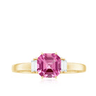 Asscher Cut Pink Tourmaline Solitaire Ring with Diamond Pink Tourmaline - ( AAA ) - Quality - Rosec Jewels