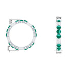 Certified Created Emerald and Diamond Designer Eternity Band Ring Lab Created Emerald - ( AAAA ) - Quality - Rosec Jewels