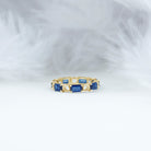 Octagon Cut Created Blue Sapphire East West Eternity Band Ring Lab Created Blue Sapphire - ( AAAA ) - Quality - Rosec Jewels