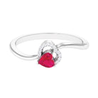 Heart Shape Ruby and Diamond Twisted Promise Ring Ruby - ( AAA ) - Quality - Rosec Jewels