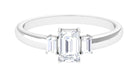 Emerald Cut Cubic Zirconia 3 Stone Engagement Ring Zircon - ( AAAA ) - Quality - Rosec Jewels